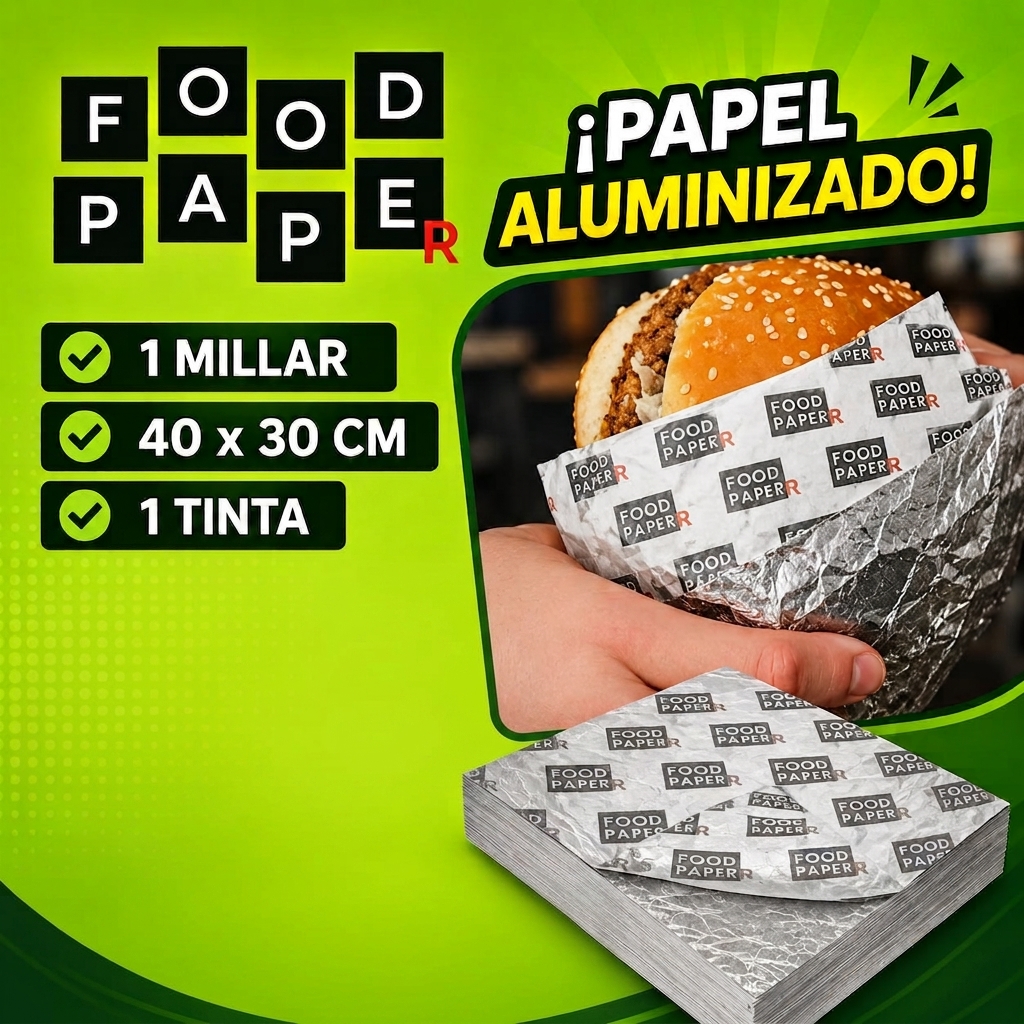 Papel aluminizado grado alimenticio 30×30 cm